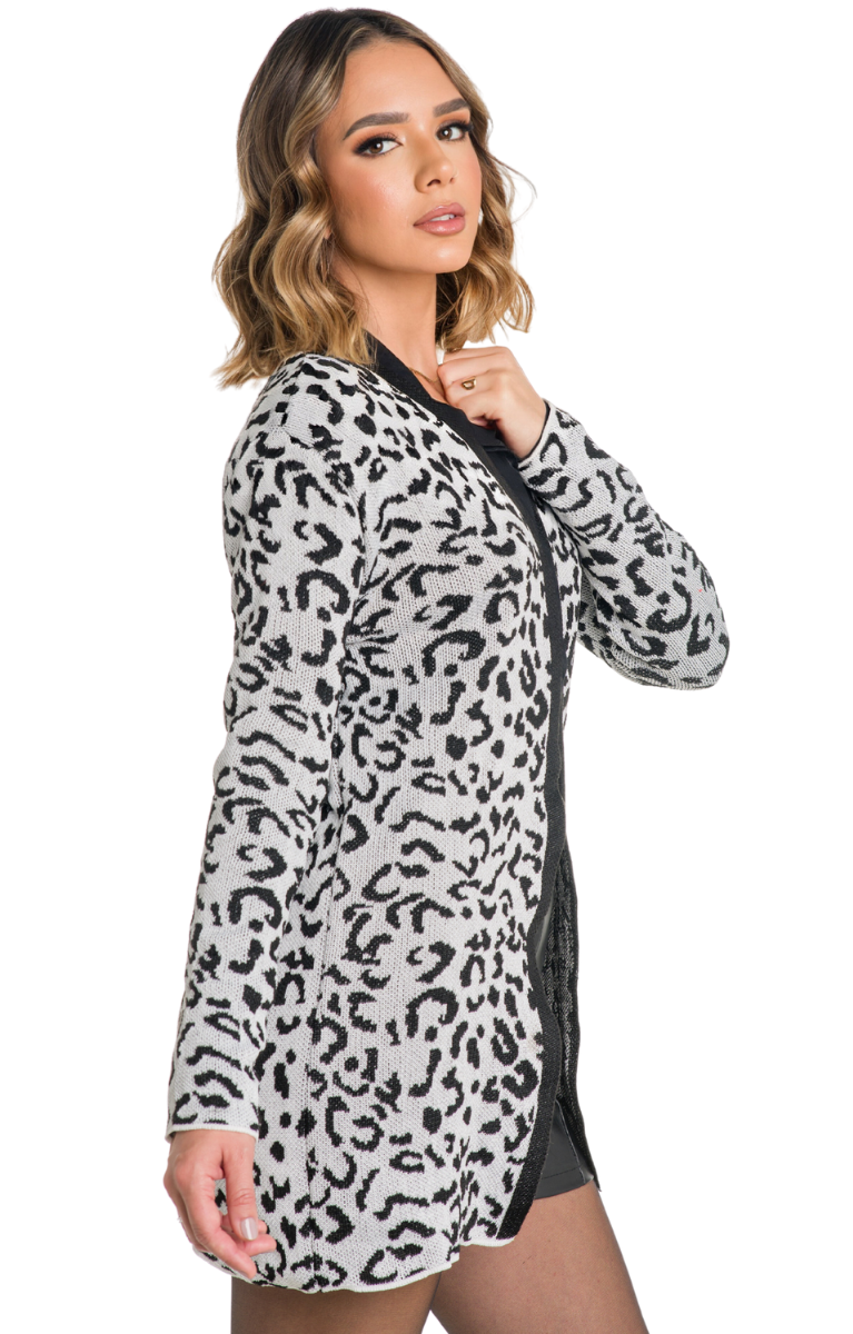 Casaco Feminino Animal Print Tricot