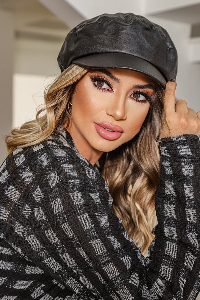Casaco Feminino Inverno de Tricô Xadrez