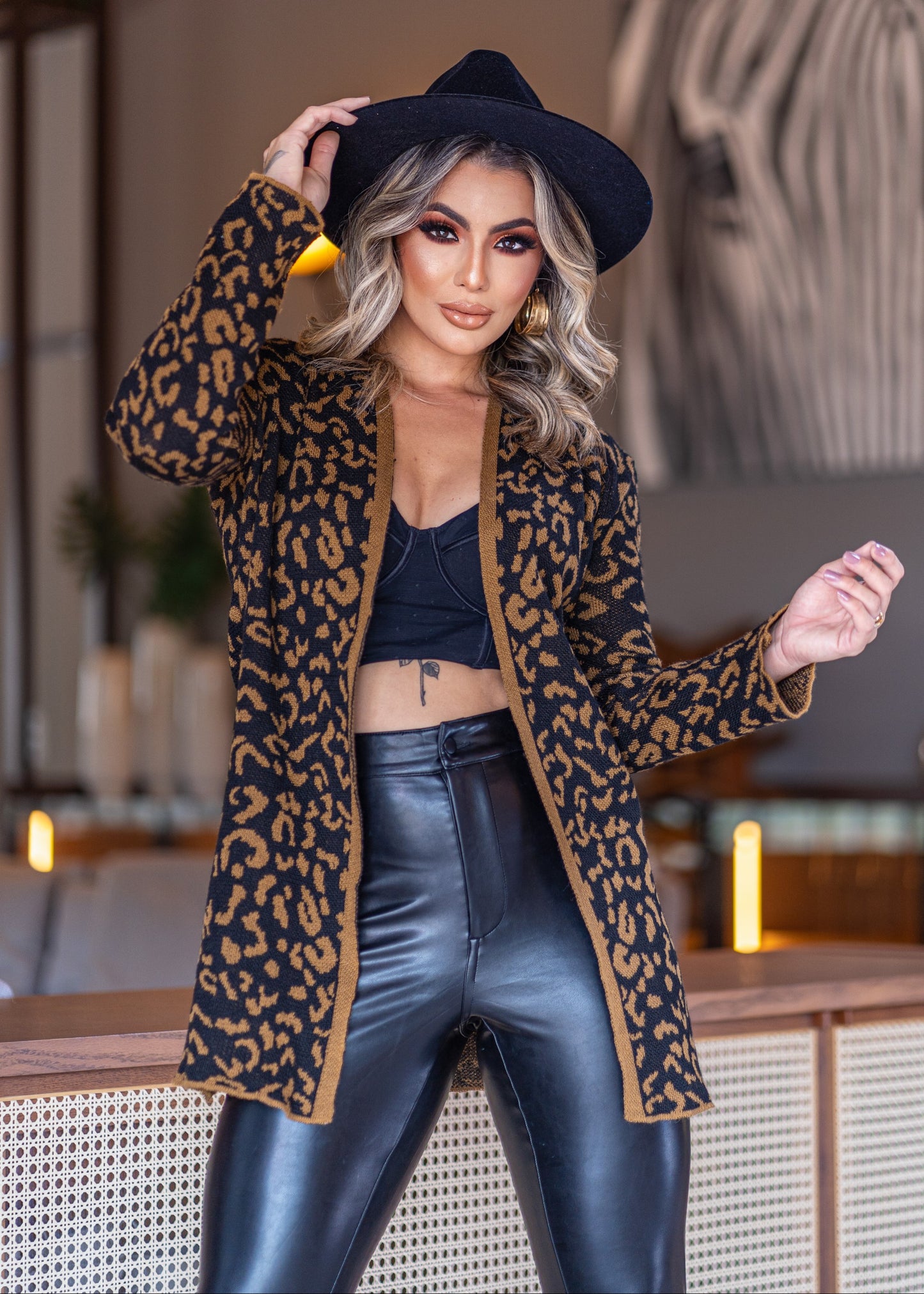 Casaco Feminino Animal Print Tricot