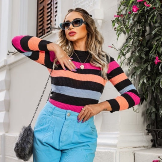 Blusa Feminina Tricot Cacharrel Listrada Style